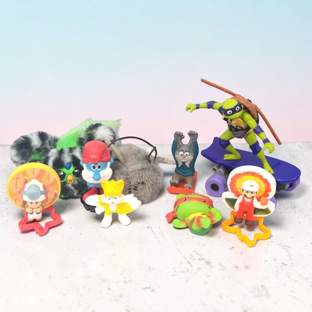 Mixed Lot 9 Fast Food Toys TMNT Mario Smurfs Furby Sonic Figures Collectibles